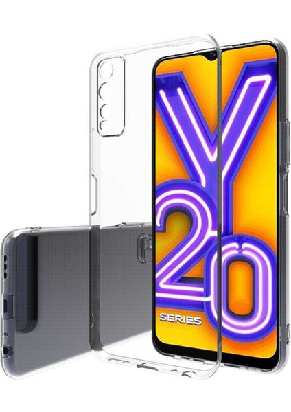 Vivo Y20 Kılıf Lüx Şeffaf Süper Silikon Kılıf + Tam Kaplayan 5d Cam Ekran Koruyucu