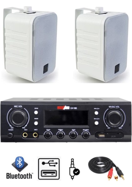Wall Small Paket-1 Hoparlör ve Anfi Ses Sistemi Seti (1 ANFİ + 2 HOPARLÖR)