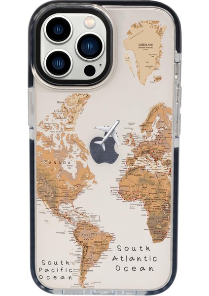 Apple iPhone 13 Pro Dünya Harita Candy Bumper Darbe Emci Silikonlu Telefon KılıfıHBC00001BFWXN