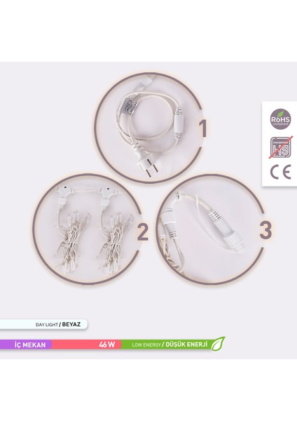 400 LED Li LED Perde 6500K Beyaz Işık 220 V