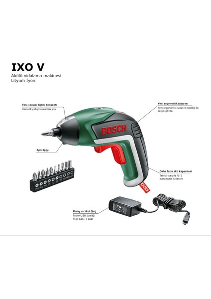 Ixo V 3.6 V Şarjlı Tornavida Saklama Kutulu + 32 Parça Vidalama Ucu