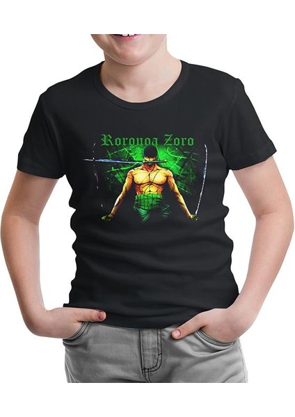 Lordd T-Shirt One Piece - Zoro Siyah Çocuk Tshirt