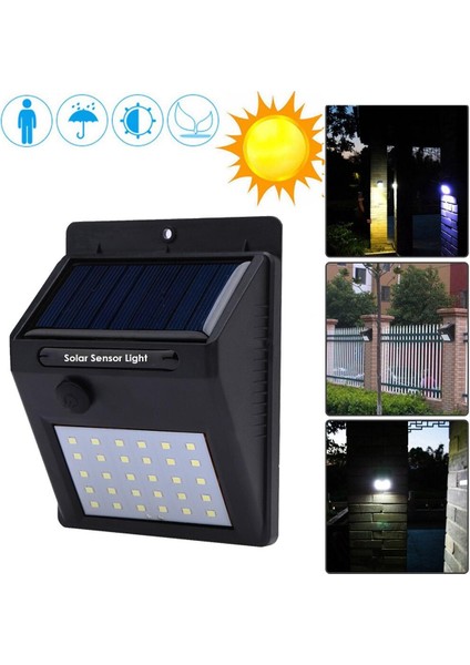 1ADET 30 Ledli Solar Bahçe Aydınlatma Lamba Dış Mekan Güneş Enerjili