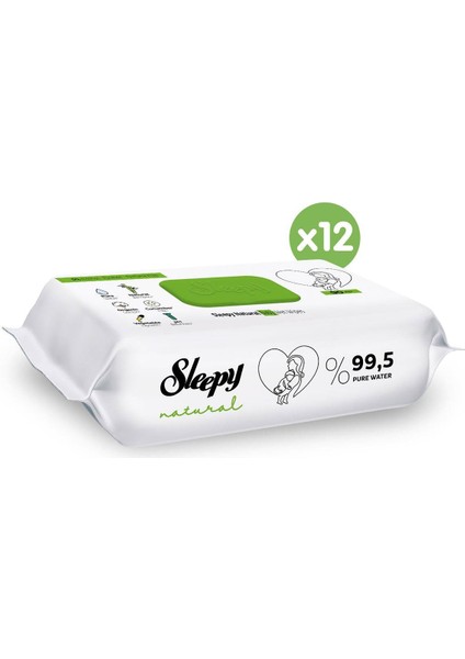 Natural Islak Bebek Havlusu 12 x 90 Yaprak (1080 Yaprak)