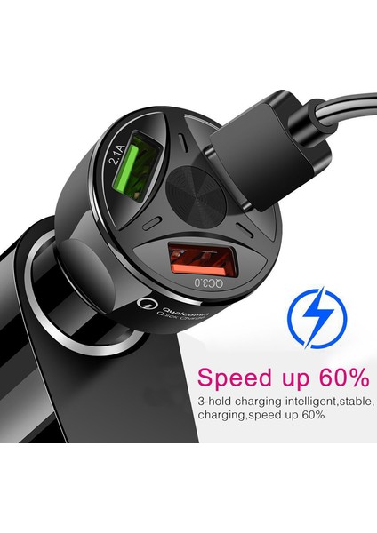 Qc3.0 Hızlı Şarj Araç Şarj Cep Telefonları Için 3-In-1 USB Şarj Adaptörü (Yurt Dışından) fiyatları