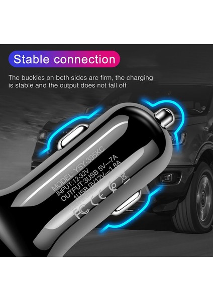 Qc3.0 Hızlı Şarj Araç Şarj Cep Telefonları Için 3-In-1 USB Şarj Adaptörü (Yurt Dışından) modelleri