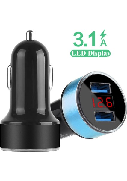 Evrensel LED Ses Ekran Çift USB Port 3.1A Hızlı Şarj Araç Şarj Soketi (Yurt Dışından) fırsatları