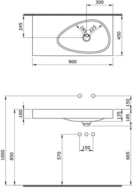 Bocchi Etna Etajerli Lavabo 90 cm Parlak Beyaz 1115-001-0125