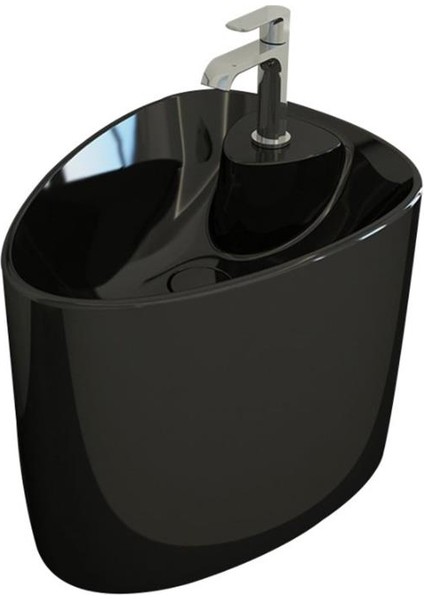 Bocchi Etna Monoblok Lavabo Tezgah Üstü Armatür Delikli Parlak Siyah 1343-005-0126