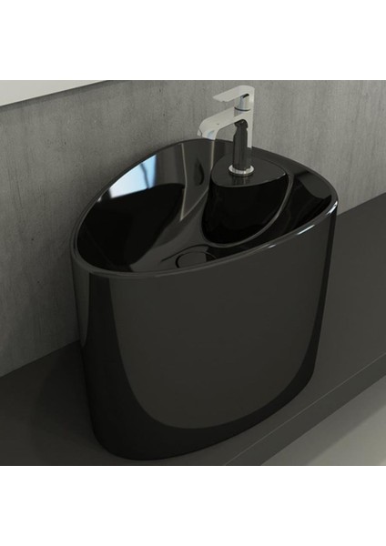 Bocchi Etna Monoblok Lavabo Tezgah Üstü Armatür Delikli Parlak Siyah 1343-005-0126 fiyatları