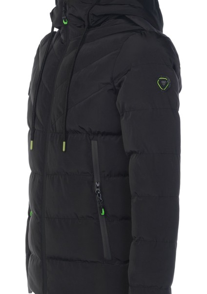 Yeni Sezon Erkek Siyah Su ve Rüzgar Geçirmez Kapüşonlu Kalın Şişme Migrogelli Kaban & Mont fırsatları