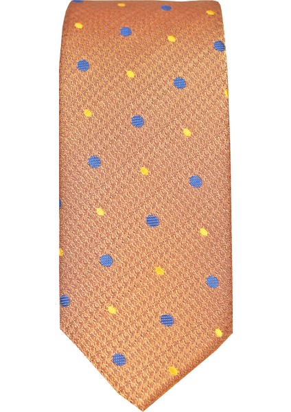 Erkek Bakır Rengi Slim Kesim Mendilli Desenli Kravat