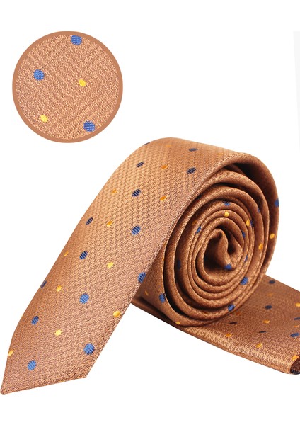 Erkek Bakır Rengi Slim Kesim Mendilli Desenli Kravat fiyatları