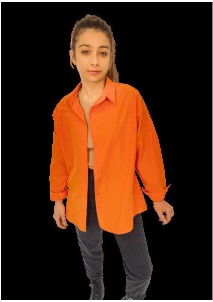 Kadın Uzun Kol Gömlek - Turuncu fiyatları