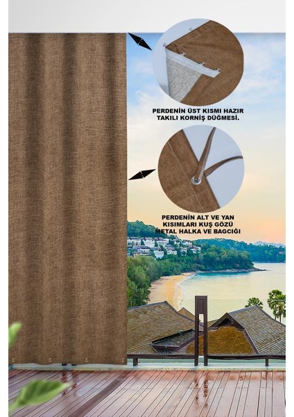 Altınpamuk Her Ölçüde Enxboy Seçenekli Kuşgözlü Balkon Perdesi-Balkon Brandası Kahve fiyatları