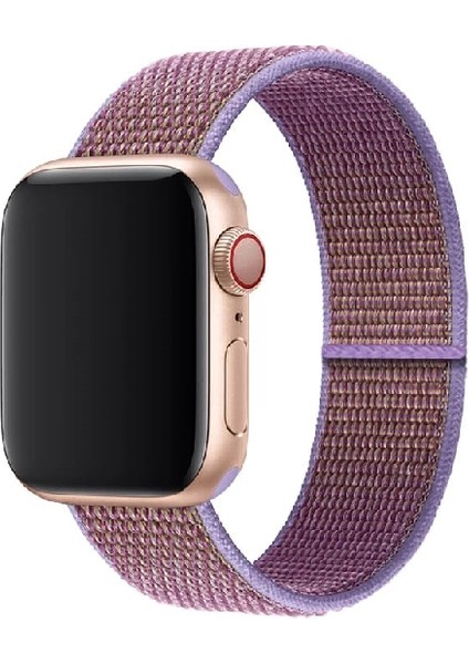 Apple Watch Seri 2,3,4,5,6,se,7 Uyumlu 42/44/45 mm Spor Loop Kumaş Hasır Kordon Lila