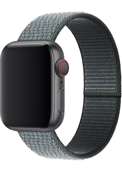 Apple Watch Seri 2,3,4,5,6,se,7 Uyumlu 42/44/45 mm Spor Loop Kumaş Hasır Kordon Fırtına Gri
