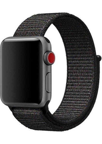 Apple Watch Seri 2,3,4,5,6,se,7 Uyumlu 42/44/45 mm Spor Loop Kumaş Hasır Kordon Siyah