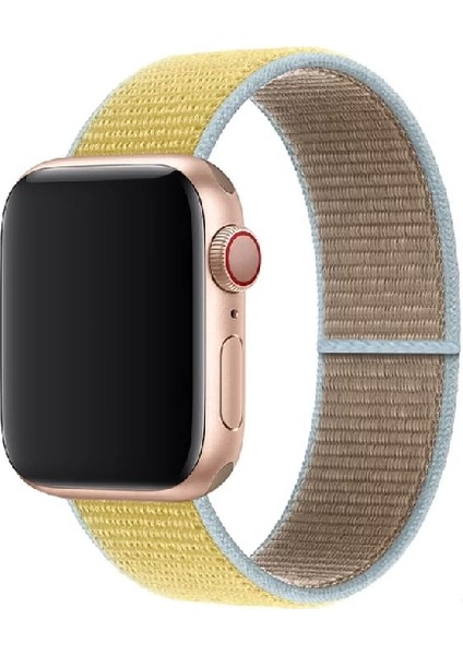 Apple Watch Seri 2,3,4,5,6,se,7 Uyumlu 42/44/45 mm Spor Loop Kumaş Hasır Kordon Camel