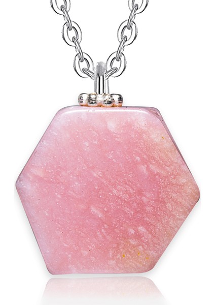 Doğal Pembe Opal Taşı Kolye