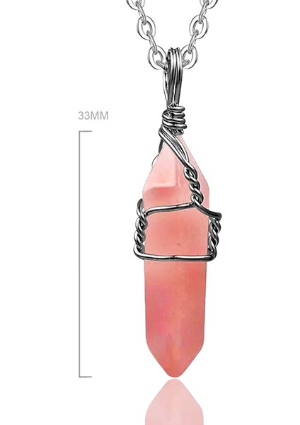 Doğal Pembe Gül Kuvars Taşı Kolye fiyatları