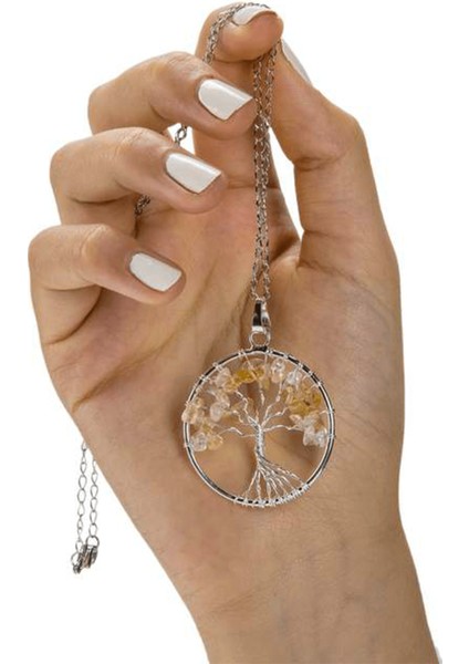 Doğal Sitrin Taşı Hayat Ağacı Kolye fiyatları