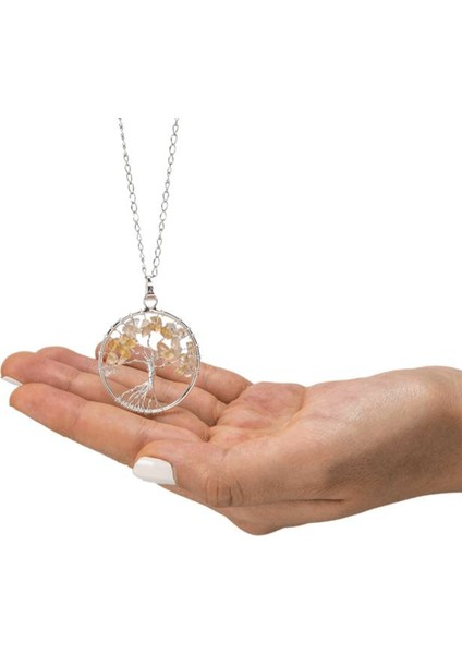 Doğal Sitrin Taşı Hayat Ağacı Kolye modelleri