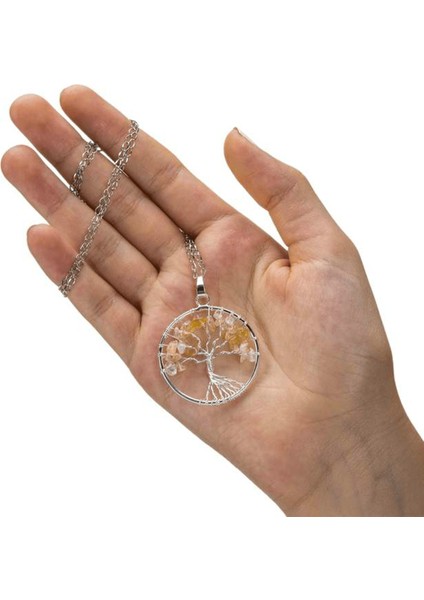Doğal Sitrin Taşı Hayat Ağacı Kolye indirimleri