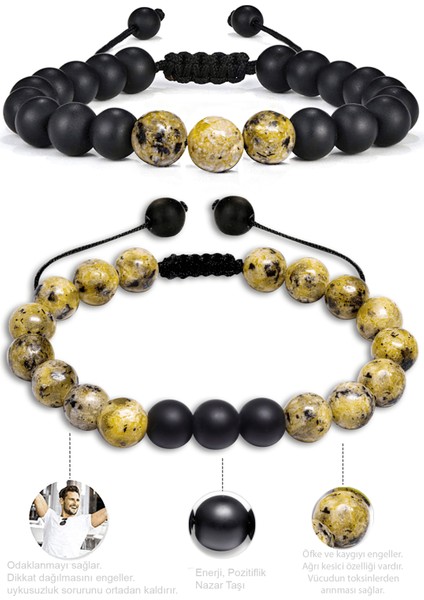 Doğal Sarı Varisit Oniks Taşı Doğal Taş Bileklik Seti fiyatları