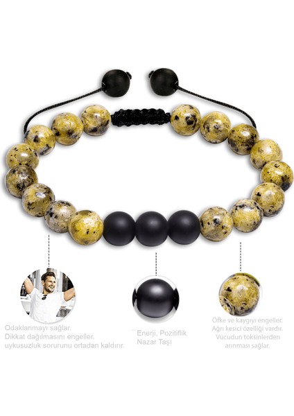 Doğal Sarı Varisit Oniks Taşı Doğal Taş Bileklik Seti indirimleri