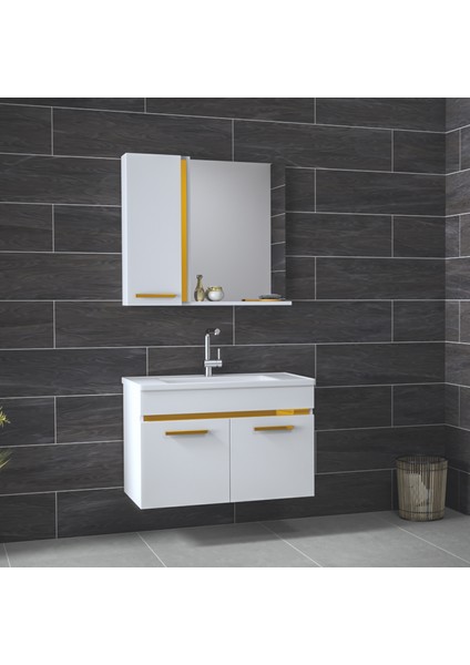 Yeni Gold Beyaz 65 cm Mdf Banyo Takımı-lavabolu banyo dolabı