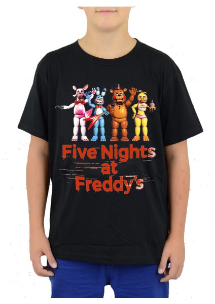 Five Nights At Freddys Çocuk Tişört Siyah Fnaf