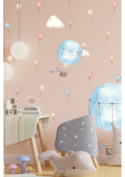 Soft Renklerde Uçan Balonlar Seti Çocuk Bebek Odası Sticker Seti fiyatları