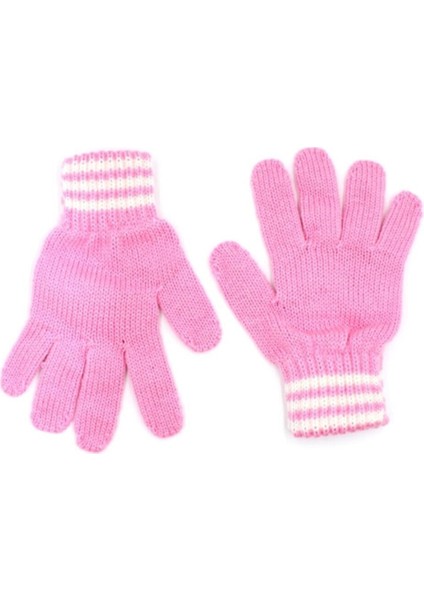 Pembe Kışlık Kız Çocuk Eldiveni 3-7 Yaş
