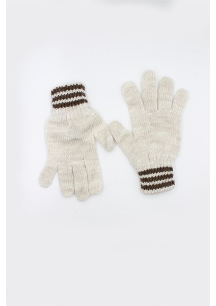 Ekru Kışlık Kız Çocuk Eldiveni 3-7 Yaş