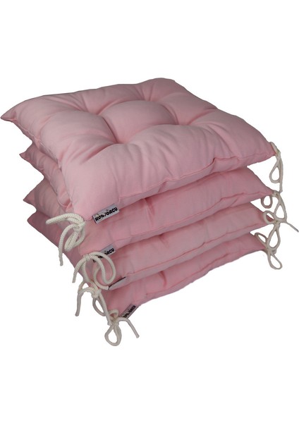Toz Pembe Duck Keten 4'lü Set Sandalye Minderi