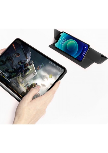 Apple iPad 10.2 2021 (9.nesil) Uyumlu Moduler Yapılı Kalem Yuvalı Arkası Şeffaf Standlı Tablet Kılıfı