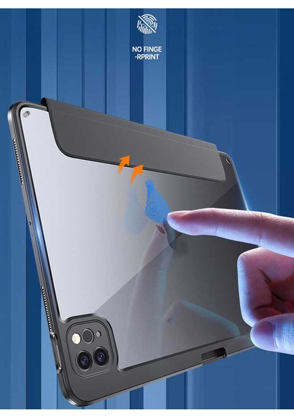 Apple iPad 10.2 2021 (9.nesil) Uyumlu Moduler Yapılı Kalem Yuvalı Arkası Şeffaf Standlı Tablet Kılıfı