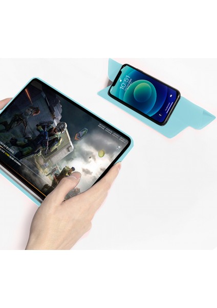 Apple iPad 10.2 2020 (8.nesil) Uyumlu Moduler Yapılı Kalem Yuvalı Arkası Şeffaf Standlı Tablet Kılıfı