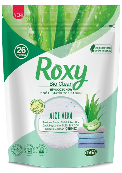 Roxy Bio Clean Sabun Tozu Aloe Vera 52 Yıkama 1.6  kg 1 Paket