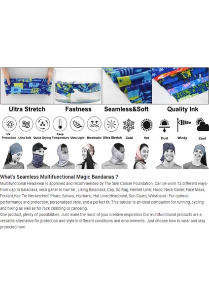 Dijital Desing Blue Extreme Slaemless Sporcu Mavi Boyunluk Bandana Balaclava modelleri
