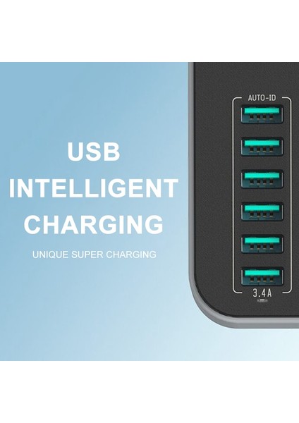 Xyanlıng Ab Uyumlu 1.6 Metre Kordon 5V 3.4A 6 USB Girişli Uzatma Kablosu (Yurt Dışından)