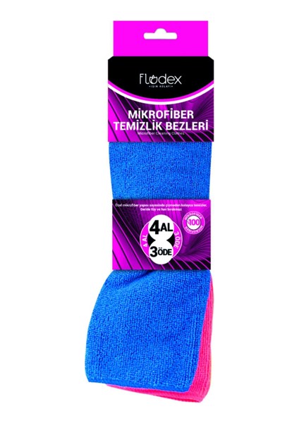 Mıkrofıber Temızlık Bezı 4 Adet * 3 ( 12 Adet Micro Fiber Bez )
