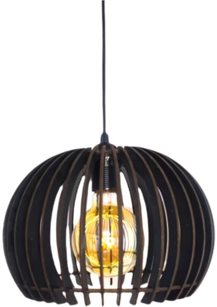 Modern Tasarım Globe Küre Doğal Ahşap Mdf 3D Lazer Kesim Rustik Salon Avize