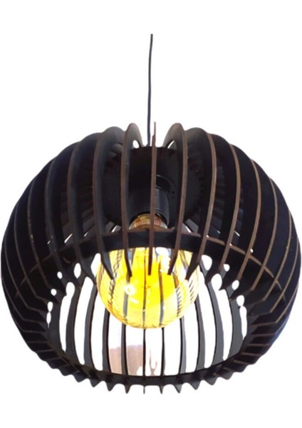 Modern Tasarım Globe Küre Doğal Ahşap Mdf 3D Lazer Kesim Rustik Salon Avize