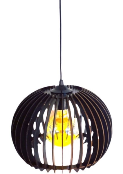 Modern Tasarım Globe Küre Doğal Ahşap Mdf 3D Lazer Kesim Rustik Salon Avize