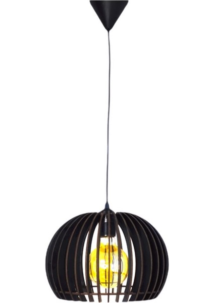 Modern Tasarım Globe Küre Doğal Ahşap Mdf 3D Lazer Kesim Rustik Salon Avize