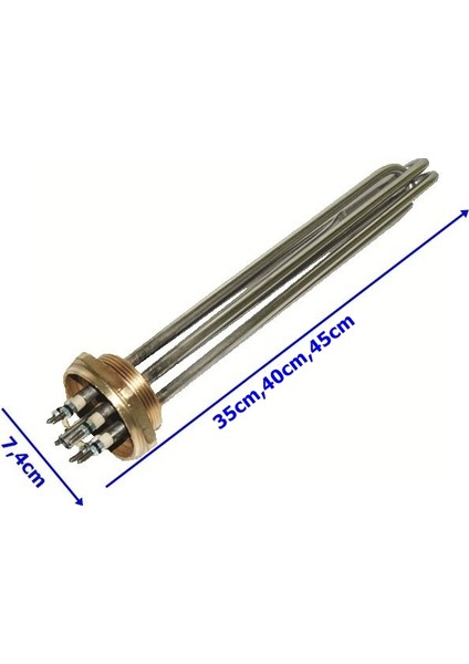 2" Krom Kafalı Kazan Rezistansı TERMOSTATLI-45CM-12KW