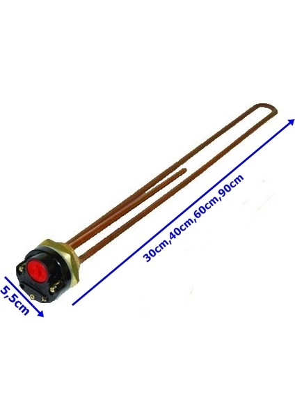 Düz Bakır Güneş Enerjisi Rezistansı (Yerli Üretim) TERMOSTATLI-KAPAKSIZ-60CM-3000WATT