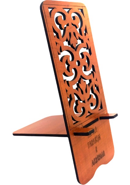 Portatif Telefon Tablet Tutucu Aparatı Sabitleyici Masa Üstü Desenli Ahşap Telefon Tutacağı